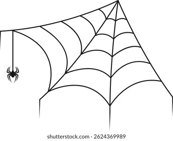 Spider Web Halloween Illustration on White Background. Isolated Vector Clipart.