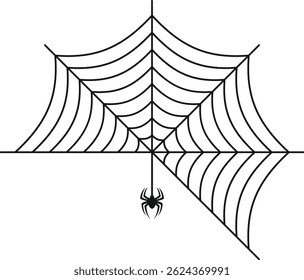 Spider Web Halloween Illustration on White Background. Isolated Vector Clipart.