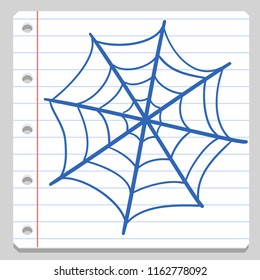 Spider Web Halloween Notebook School Doodle Icon Symbol Sketch Line Art