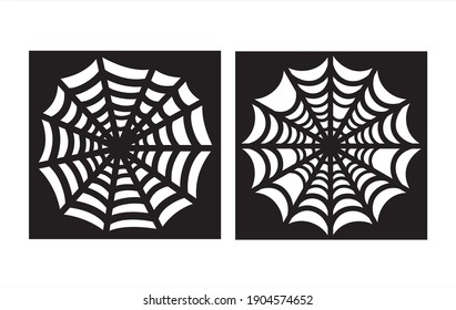Spider web Halloween panel square vector file for laser cut , papercut.