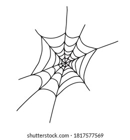 Spider web for Halloween.  Party element.  Drawing for cards, invitations, design.  Vector illustration in doodle style.