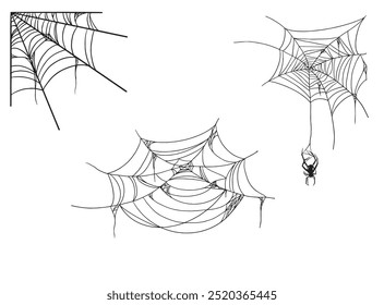 Spider web Halloween Teamed decoration.Illustration of a spider web halloween frame, spider web vector eps