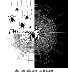 Spider and Web Halloween. Vector