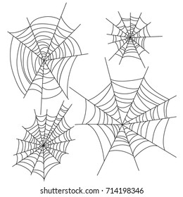 Spider web halloween vector decorations set. Cobweb party design elements.