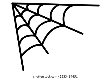 Spider web, hand drawn spider horror house, creepy Halloween decoration concept. Spiderweb vector doodle sketch. Cobweb set, isolated on white background for halloween, spooky, scary, horror house.