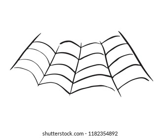 Spider web Hand drawn sketched web vector illustration isolated on white background.