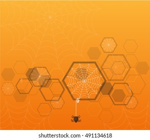 spider web in hexagon background , Halloween background