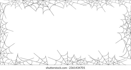 Spider web horizontal frame. Halloween decoration.