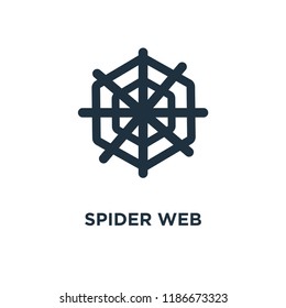 Spider web icon. Black filled vector illustration. Spider web symbol on white background. Can be used in web and mobile.