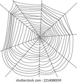Spinnennetz, Symbol, schwarze Linien auf weißem Hintergrund. Vektorgrafik.