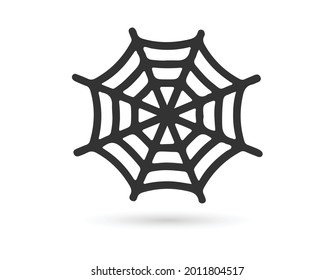 Spider web icon. Circle cobweb vector silhouette. Spider Web clipart. Flat vector illustration isolated on white background.
