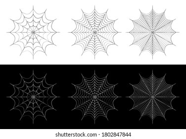 spider web icon of different density. Design element for Halloween. Black and white vector