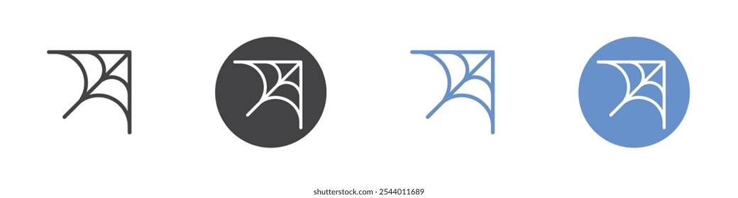 Spider web icon Flat set in black and white color