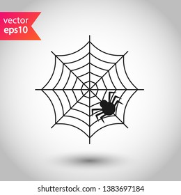Spider web icon. Spider web flat vector sign. Spider vector icon. Insect vector sign. Illustration of vector spider icon. EPS 10