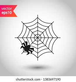 Spider web icon. Spider web flat vector sign. Spider vector icon. Insect vector sign. Illustration of vector spider icon. EPS 10