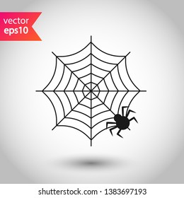 Spider web icon. Spider web flat vector sign. Spider vector icon. Insect vector sign. Illustration of vector spider icon. EPS 10