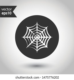 Spider web icon. Spider web flat vector sign. Spider vector icon. Insect vector sign. Illustration of vector spider icon. EPS 10. Round icon design.