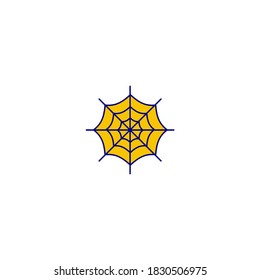 Spider web icon. Halloween icon. Simple, flat, outline, color. Filled color icon.