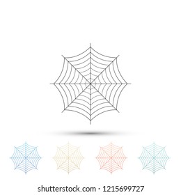 Spider web icon isolated on white background. Cobweb sign. Set elements in colored icons. Flat design. Vector Illustration