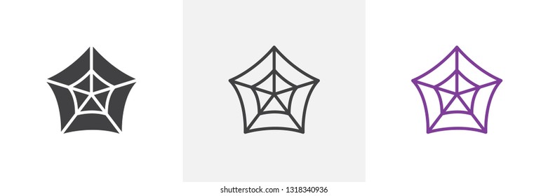 Spider web icon. Line, glyph and filled outline colorful version, Cobweb outline and filled vector sign. Symbol, logo illustration. Different style icons set. Pixel perfect vector graphics