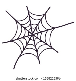 Spider web icon. Line vector illustration. Halloween holiday creepy decoration elements.