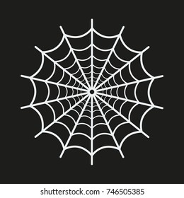 Spider web icon on black background. Vector illustration