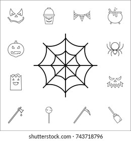 Spider web icon. Set of Halloween icons on white background