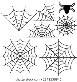 Spider web icon set. Spiderweb varieties set. 