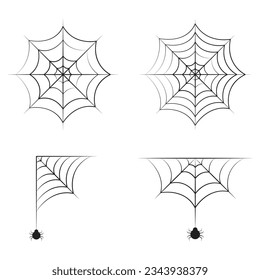 Spider Web And Spider Icon Set Vector Design.