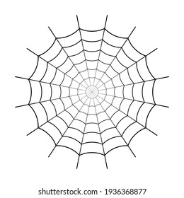 Spider web. Icon spiderweb. Cobweb cartoon. Graphic black net isolated on white background. Silhouette line spider web. Clip spiderweb. Sketch cobweb. Flat pattern net. Circle outline design. Vector