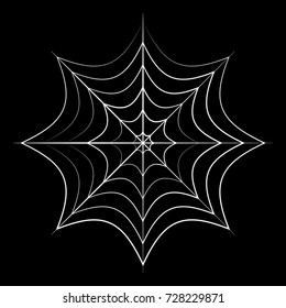 Spider Web Icon Symbol Design. Vector illustration of cobweb isolated on black background.  Halloween graphic.