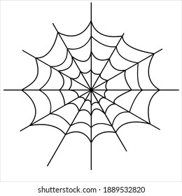 Spider web icon vector illustration. Outline cobweb for Halloween party designs. Trick or treat element.