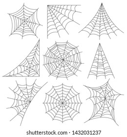 Spider web icons detailed photo realistic vector set