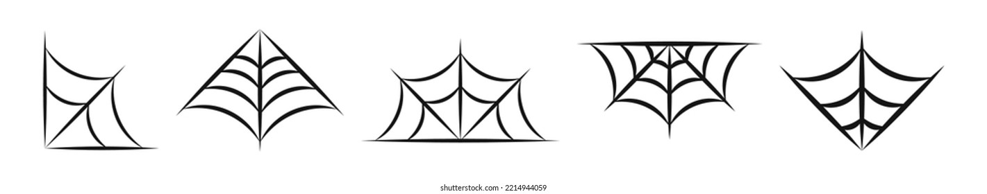 Iconos de araña. Colección de iconos de Spider. telaraña negra plana. Iconos de Cobweb. Redes arácnidas. Vector