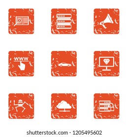 Spider web icons set. Grunge set of 9 spider web vector icons for web isolated on white background