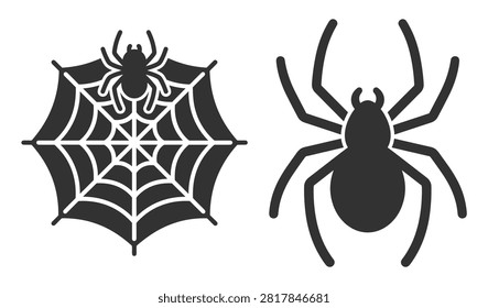 spider and spider web icons vector illustration set on transparent background