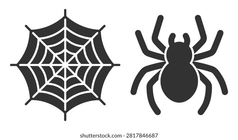 spider and spider web icons vector illustration on transparent background