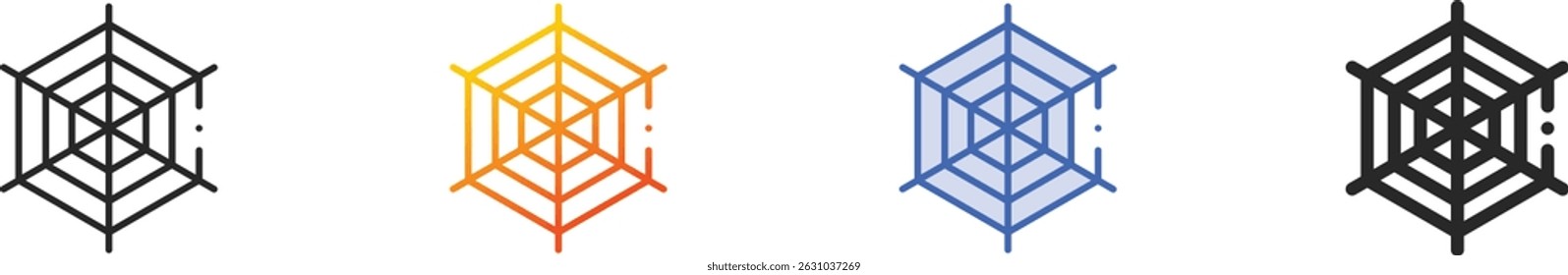 spider web icon.Thin Linear, Gradient, Blue Stroke and bold Style Design Isolated On White Background