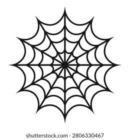 Spider web illustration with black lines on white background icon
