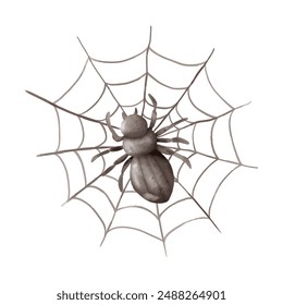 Spider and Web Illustration for Halloween Decor