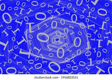 Spider web of the internet with numbers on a blue background. For business cards and covers of publications
