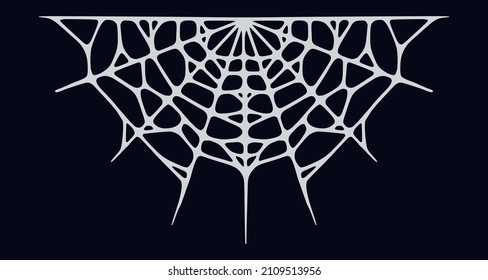Spider web isolated on black background. Spooky Halloween cobweb. Handrawn vector illustration