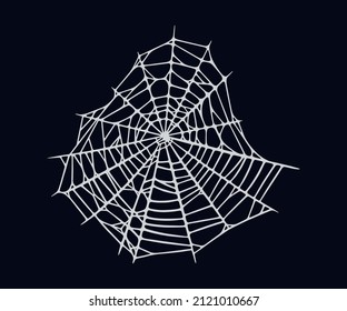 Spider web isolated on black background. Spooky Halloween cobweb. Handrawn vector illustration