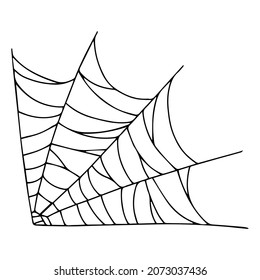 Spider web isolated on white background. Spooky cobwebs. Outline vector illustration. Design element.