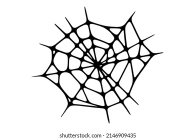 La telaraña aislada de fondo blanco. Espeluznante telaraña de Halloween. Ilustración vectorial Handrawn