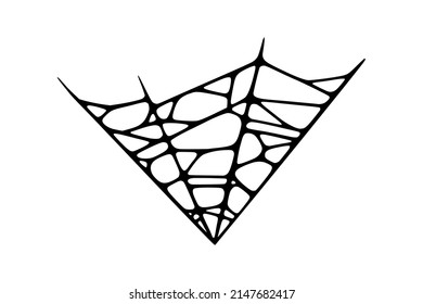 Spider web isolated on white background. Spooky Halloween cobweb. Handrawn vector illustration