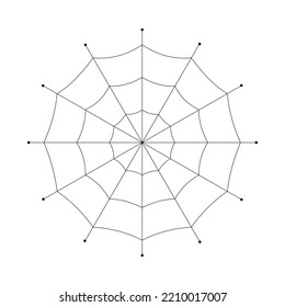 La telaraña aislada de fondo blanco. Ilustración de líneas