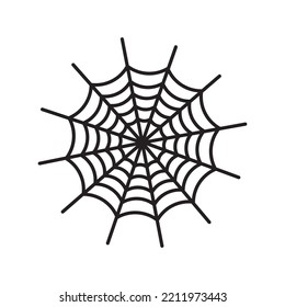 Spider web isolated on white background. Outline cobweb for Halloween party.