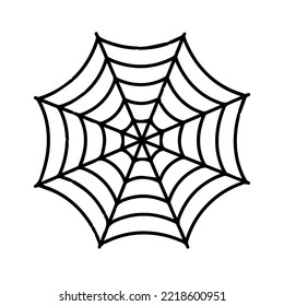 Spider web isolated on white background. Spooky Halloween cobwebs with spiders. Outline vector illustration