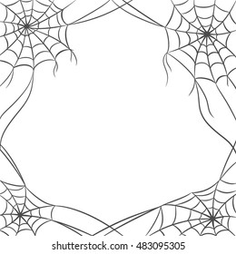 Spider web isolated on white background, hand drawn.